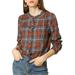 Allegra K Women's Fall Blouse Long Sleeve Ruffle Neck Plaid Shirts