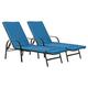 Harbour Housewares 2x Navy 192cm x 57cm Sun Lounger Cushions - Replacement Outdoor Garden Patio Sunbed Chair Pad - Sussex Range Cushion Only