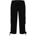 MoFiz Ladies Cropped Trousers Women Casual Pants Work Office Crop Capri Pants 3/4 Length Shorts Trousers Multi-Pockets Black Size S