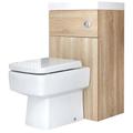 Eckige Toilette mit Spülkasten und integriertem Waschbecken Eiche