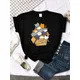 Womany chats rassemblés dans l'impression femme t-shirt loisirs créativité t-shirt été Newtop col