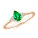 May Birthstone Ring - Pear Emerald Solitaire Ring with Trio Diamond Accents in 14K Rose Gold (6x4mm Emerald) - SR1122ED-RG-AAA-6x4-7