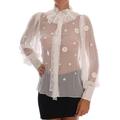 Dolce & Gabbana White Daisy Applique Silk Shirt