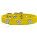Mirage Pet Products Leather Silver Flower Dog Collar Yellow S/M