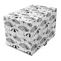 Black and White Dog Crate Cover Ornate Umbrella with Minimalist Stripes and Floral Features Art Easy to Use Pet Kennel Cover for Medium Large Dogs 35 x 23 x 27 Black White by Ambesonne