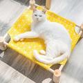 Stibadium Portable Elevated Pet Cot Bed for Cat Dog Summer Breathable Detachable Raised Cat Kitty Puppy Nest Hammock Lounge Bed Durable Canvas Pine Wood Stand Indoor or Outdoor Use 21x19 in