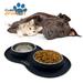 KE WOOW Customized Feeding set of 2 stainless steel bowls and mat for dog&cat Bowl for water or food & silicone Non-skid Non-Spill travel or home small/medium 13.52 fl oz/1 us cup Black