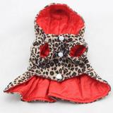 Pretty Comy Cute Pet Dogs Leopard Dress Tops Puppy Cotton Hoodie Clothes XS-XL Costumes M13