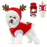 Dog Cat Christmas Santa Claus Costume Funny Pet Costumes Suit with a Cap Puppy Fleece Outfits Warm Coat Animal Festival Apparel Clothes