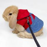 Jolly Small Pet Clothes Leash Set Hoodie Strap Jeans Guinea Pig Lop-eared Rabbit Hamster Leash Outdoor