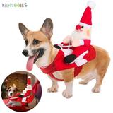 BadPiggies Dog Santa Claus Riding Christmas Costume Funny Pet Clothes Cowboy Rider Horse Designed Outfit for Dogs Cats Chihuahua Poodle Puppy Kitten (S)