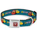 Disney Pet Collar Dog Collar Metal Seatbelt Buckle Cars 3 Lightning Mcqueen Cruz Ramirez Pose Race Ready Blue 9.5 to 13 Inches 1.0 Inch Wide