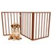 Indoor Pet Gate - 3-Panel Retractable Dog Gate for Stairs or Doorways - 24-Inch Freestanding Folding Pet Fence for Cats and Dogs by PETMAKER (Mahogany)