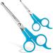BOSHEL Dog Grooming Scissors Set - 2 Pet Scissors with Safe Rounded Tips - 1 Small Micro Serrated + 1 Large 7 Straight Dog Scissor