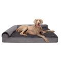 FurHaven Pet Products Plush & Velvet Memory Foam Deluxe L-Chaise Pet Bed for Dogs & Cats - Platinum Gray Jumbo Plus