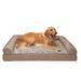 FurHaven Pet Products Luxe Fur & Performance Linen Cooling Gel Top Sofa Pet Bed for Dogs & Cats - Woodsmoke Jumbo