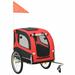 Dcenta Dog Bike Trailer with Mesh Windows and Safety Flag Folding Suspension Pet Bicycle Carrier Animal Bike Stroller for Cat Puppy Dog Red Black 53.9 x 28.7 x 35.4 Inches (L x W x H)