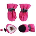 4pcs Waterproof Winter Pet Dog Shoes Anti-slip Rain Snow Boots Footwear Thick Warm for Small Cats Dogs Puppy Dog Socks Booties Rose Red M