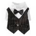 Puppy Stylish Suit Bow Tie Costume Wedding Shirt Formal Tuxedo with Black Tie Dog Prince Wedding Bow Tie Suit(S-2XL)