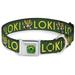 Marvel Comics Pet Collar Dog Collar Metal Seatbelt Buckle Kawaii Loki Standing Pose Text Green Yellow 15 to 24 Inches 1.0 Inch Wide