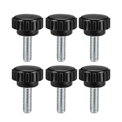 M6x15mm Male Thread Knurled Clamping Knobs Grip Thumb Screw on 6Pcs - Black,Silver Tone