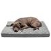 FurHaven Pet Products Two-Tone Faux Fur & Suede Deluxe Orthopedic Pet Bed for Dogs & Cats - Stone Gray Large