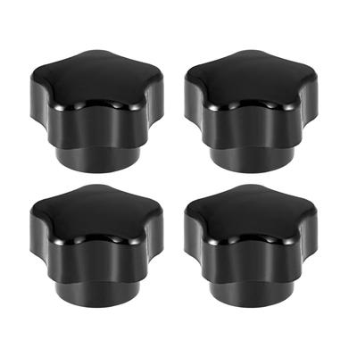 Star Knob Grip Handle M5 Diameter Insert Female Thread Set of 4 - Black