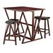 3 Brown Wood Drop Leaf Dining High Table Leather Saddle Stools 39.25"