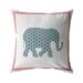 Light Elephant Broadcloth Indoor Outdoor Blown and Closed Pillow Blue and Pink on White