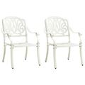 Dcenta 2 Piece Garden Chairs Cast Aluminum Outdoor Dining Chair White for Patio Balcony Backyard Outdoor Furniture 24.8 x 27.2 x 35.8 Inches (W x D x H)