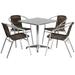 Bowery Hill 5 Piece Square Patio Dining Set in Aluminum and Brown