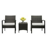 3 Piece Patio Bistro Set Outdoor All Weather Wicker Furniture Set Conversation Chairs Set with Cushions and coffee Table for Yard Garden Pool D5904