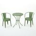 GDF Studio Mayfield Outdoor Iron 3 Piece Bistro Set Matte Green