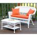 Jeco Wicker Patio Love Seat and Coffee Table Set in White without Cushion