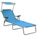 vidaXL Patio Lounge Chair Folding Sunlounger Outdoor Sunbed with Canopy Steel