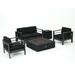 GDF Studio Cherie Outdoor Aluminum 5 Piece Loveseat Chat Set Dark Gray