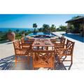 VIFAH V189SET2 Malibu Outdoor 7-piece Wood Patio Dining Set with Curvy Leg Table