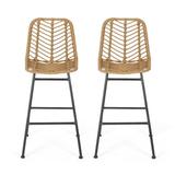 GDF Studio Jessie Outdoor Bar Stool Light Brown and Black 2 Pack