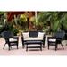 Jeco 4pc Wicker Conversation Set in Black with Tan Cushions