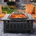 Fire Pits for Outside 32 Wood Burning Fire Pit Tables with Screen Lid Poker BBQ Net Ice Tray Food Clip and Cover Backyard Patio Garden Outdoor Fire Pit/Ice Pit/BBQ Fire Pit Black