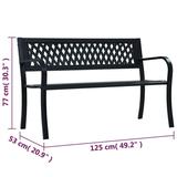 vidaXL Patio Bench 49.2 Black Steel