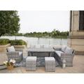 Direct Wicker PAS-1403B-Grey 7 Piece Outdoor PE Rattan Wicker Patio Sofa Set with Wide Cabinet Gray