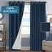 H.Versailtex 100% Blackout Grommet Textured Rich Material Faux Linen Curtains Panels(52 x 96 inches Navy)