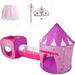 Gift for Girls Princess Tent with Tunnel Kids Castle Playhouse & Princess Dress up Pop Up Play Tent Set Toddlers Toy Birthday Gift Present for Age 2 3 4 5 6 7 Years Glow in The Dark Stars In