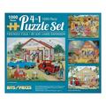 Bits and Pieces - 4-In-1 Multi-Pack Friendly Folk 1000 Piece Jigsaw Puzzles for Adults - Each Puzzle Measures 20 x 27 - Jigsaws by Artist Kay Lamb Shannon