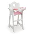 Badger Basket Doll High Chair with Accessories and Free Personalization Kit - White/Pink/Chevron