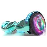 Hoverstar Flash Wheel Certified Hover board 6.5 In. Bluetooth Speaker with LED Light Self Balancing Wheel Electric Scooter Chrome Turquoise