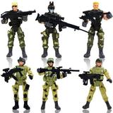 4 in. Special Force Army SWAT Soldiers Action Figures with Weapons & Accessories - 6 Figures Per Pack