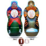 Inflatable Two Sided Football & Baseball Target Set - Includes One Inflatable 5 Foot Tall Target (Football Player on one side and Baseball Catcher on 2nd Side) a Soft Mini Football and Mini Baseball