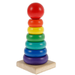HOTBEST 12pcs Rainbow Wooden Blocks and Peg Dolls Kit Rainbow Building Blocks Wood Stacking Toy Stacker Educational Toys